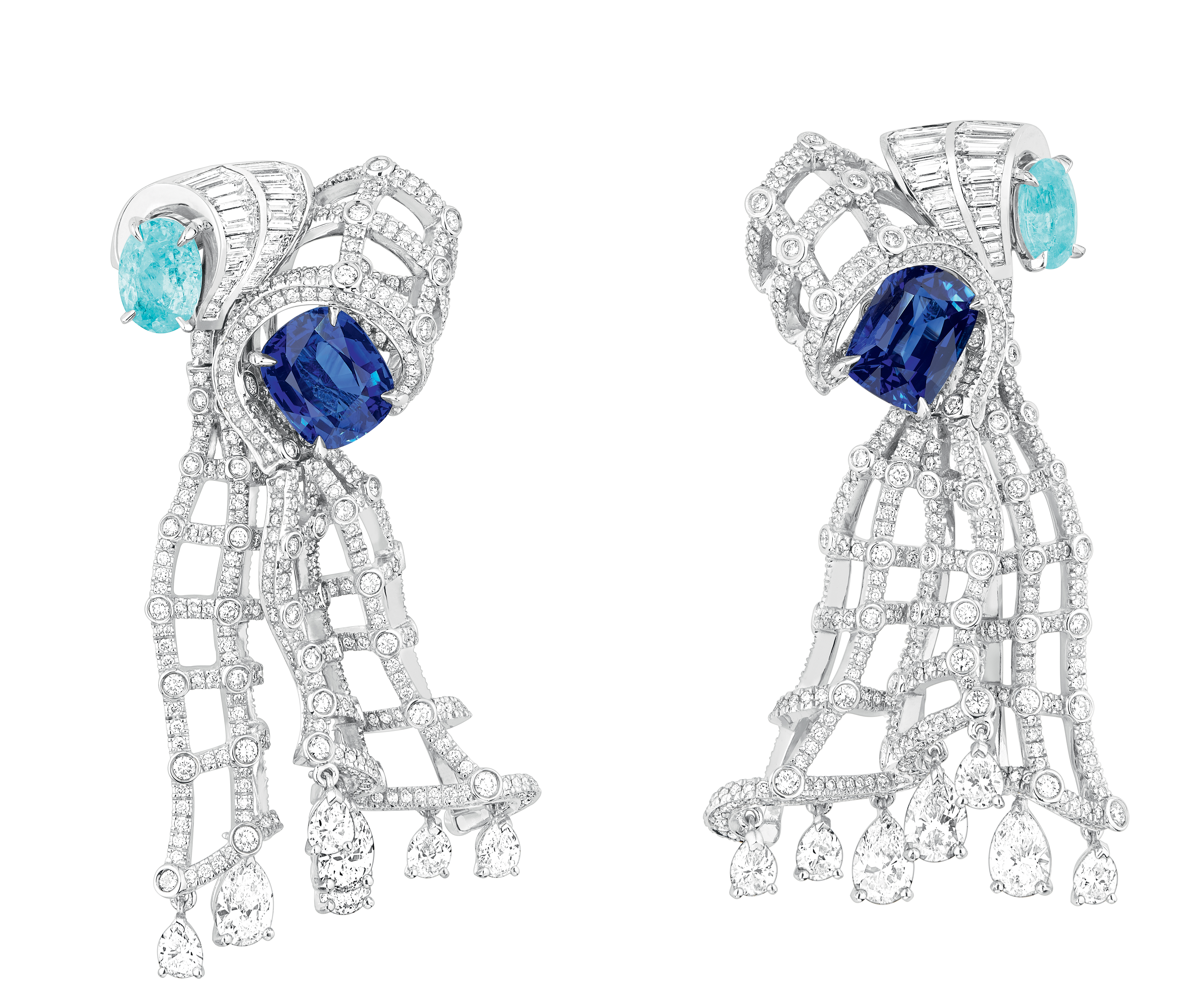 JCOU93011 - 'Verticale Godet Saphir' earrings