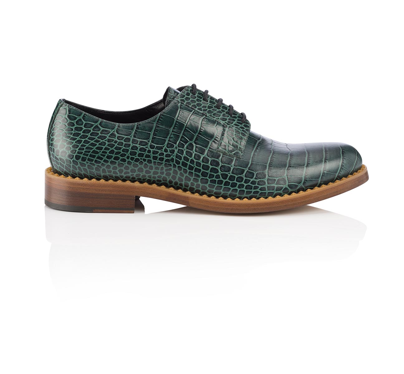 ALARIC- SHINY CROC EMBOSSED LEATHER- PEACOCK GREEN