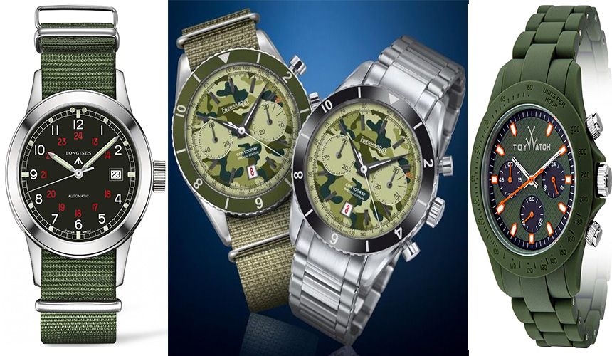 longines heritage military CONTOGRAF Special Edition camo eberhard velevetchrono velvet touch toywatch