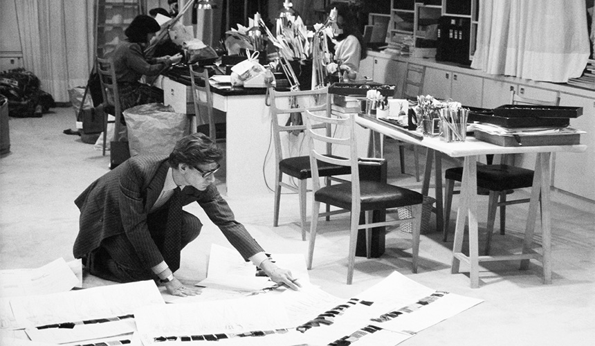 Yves Saint Laurent in his studio