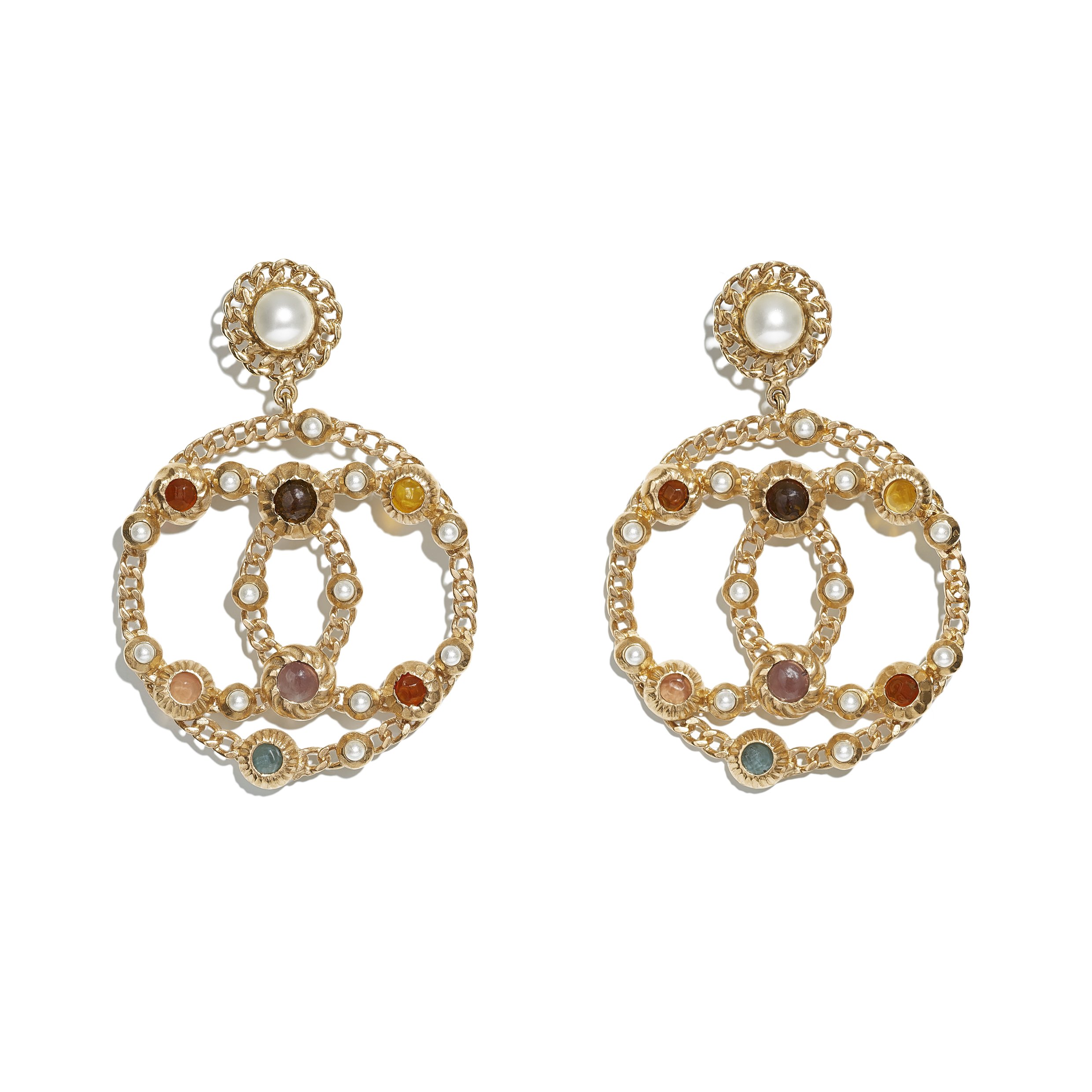 AB0270-Y47391-Z8820 - Earrings in gold metal with glass beads