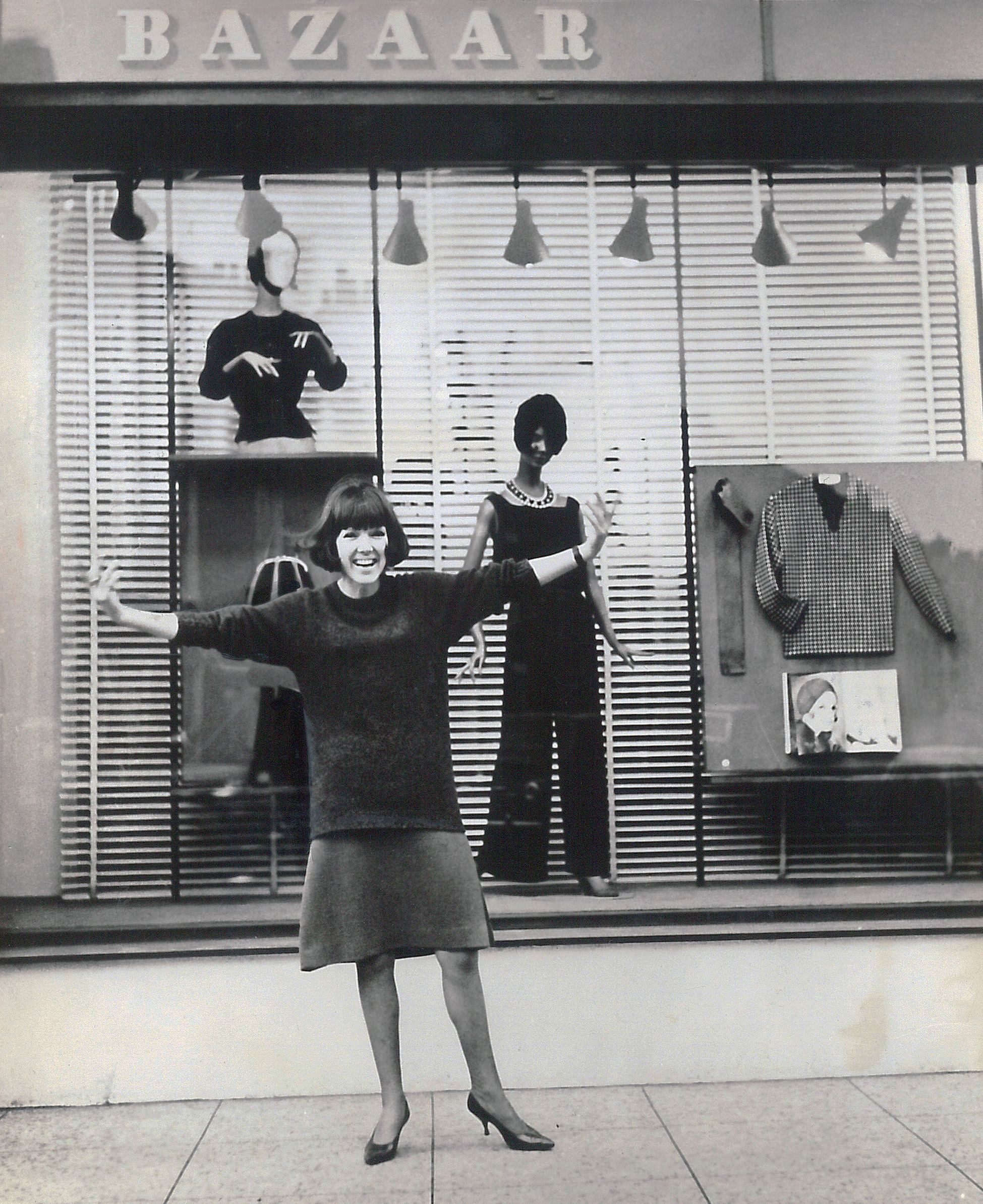 Mary Quant outside her shop Bazaar on the Kings Road, 1960s